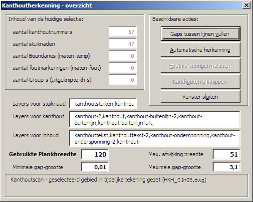 Kanthoutscan - bedieningspaneel bij aanvang